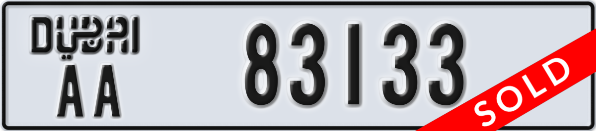 dubai License Plate Number 83133 Code AA