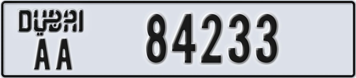 dubai License Plate Number 84233 Code AA
