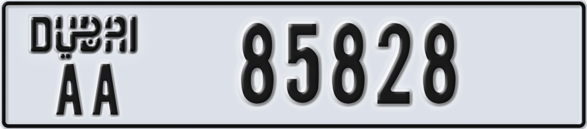 dubai License Plate Number 85828 Code AA