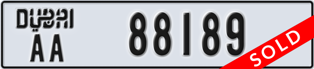 dubai License Plate Number 88189 Code AA