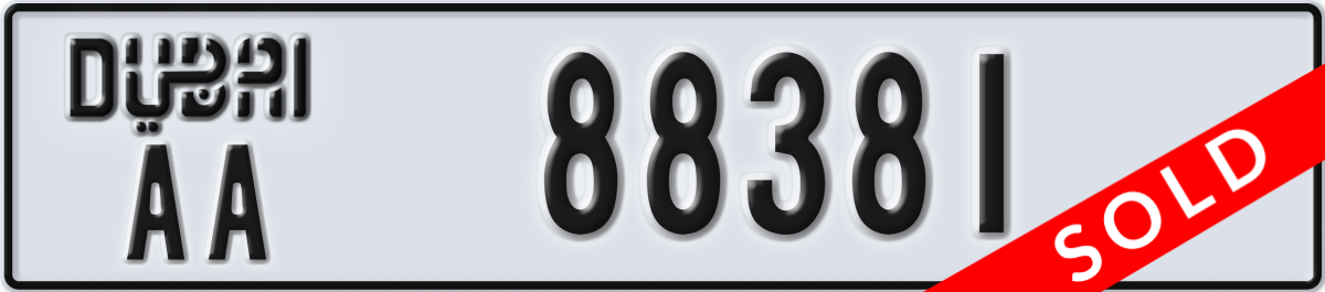 dubai License Plate Number 88381 Code AA