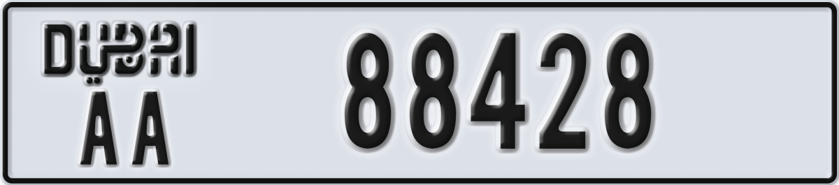 dubai License Plate Number 88428 Code AA