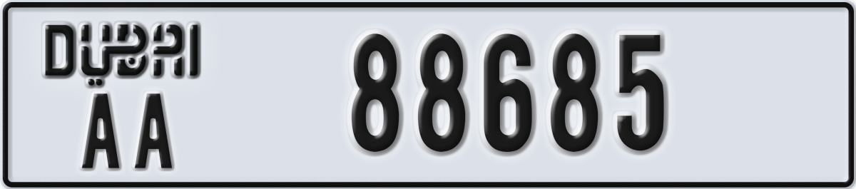 dubai License Plate Number 88685 Code AA