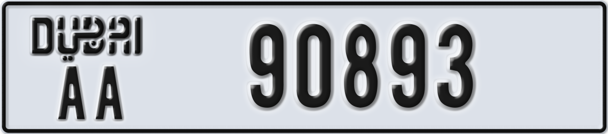 dubai License Plate Number 90893 Code AA