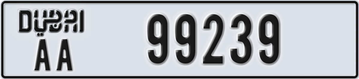 dubai License Plate Number 99239 Code AA
