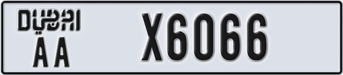 dubai License Plate Number X6066 Code AA