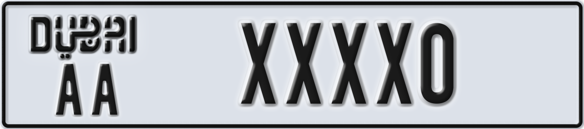 dubai License Plate Number XXXX0 Code AA