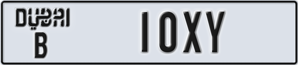 dubai License Plate Number 10XY Code B