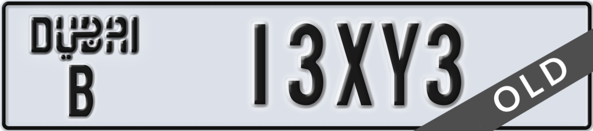 dubai License Plate Number 13XY3 Code B