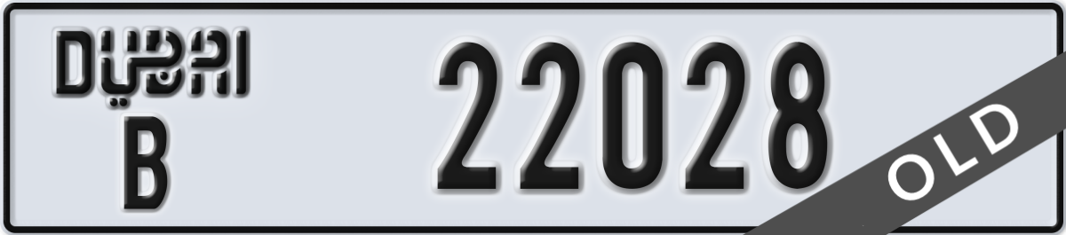dubai License Plate Number 22028 Code B