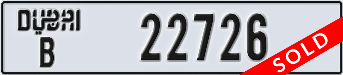 dubai License Plate Number 22726 Code B