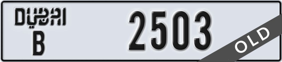 dubai License Plate Number 2503 Code B