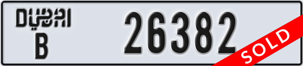 dubai License Plate Number 26382 Code B
