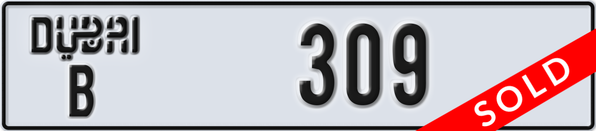 dubai License Plate Number 309 Code B