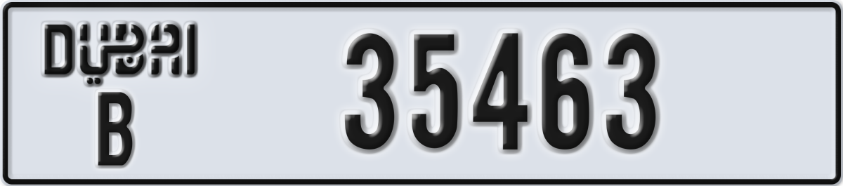 dubai License Plate Number 35463 Code B