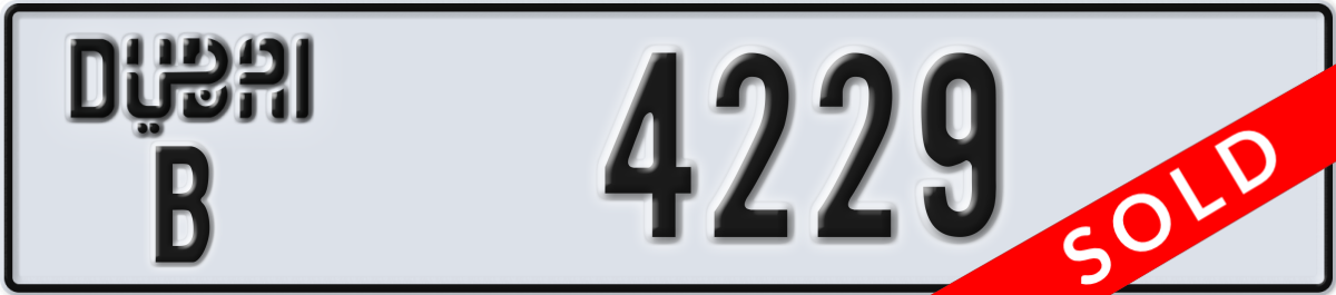 dubai License Plate Number 4229 Code B