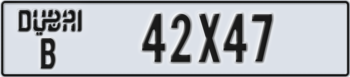 dubai License Plate Number 42X47 Code B