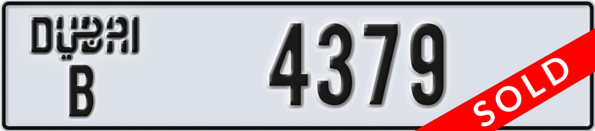 dubai License Plate Number 4379 Code B