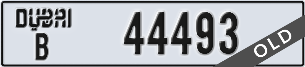 dubai License Plate Number 44493 Code B