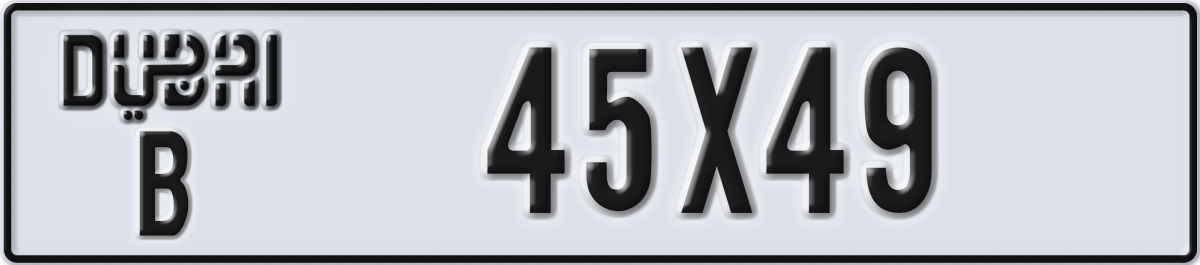 dubai License Plate Number 45X49 Code B