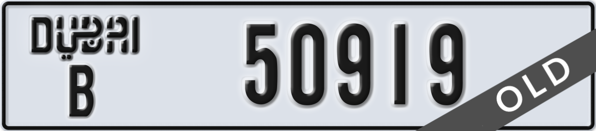 dubai License Plate Number 50919 Code B