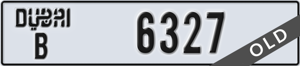 dubai License Plate Number 6327 Code B