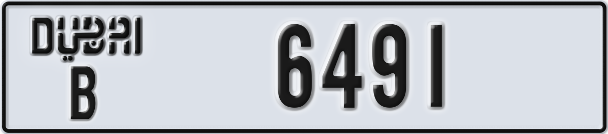 dubai License Plate Number 6491 Code B