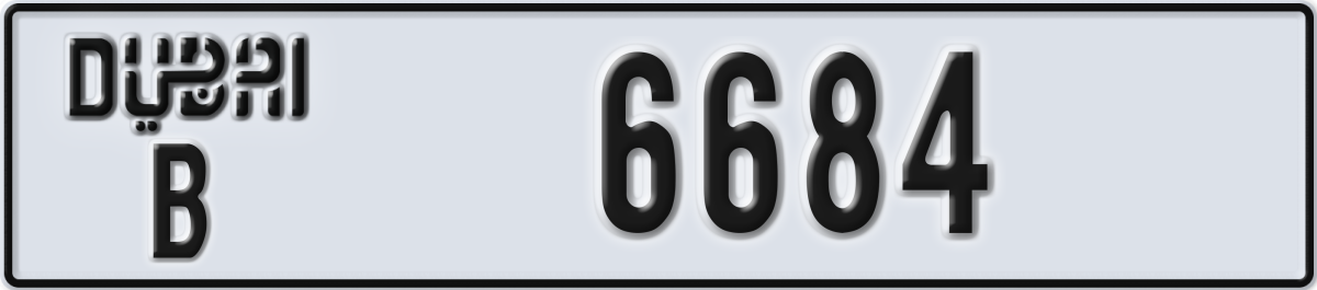 dubai License Plate Number 6684 Code B