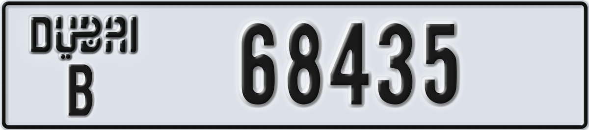 dubai License Plate Number 68435 Code B