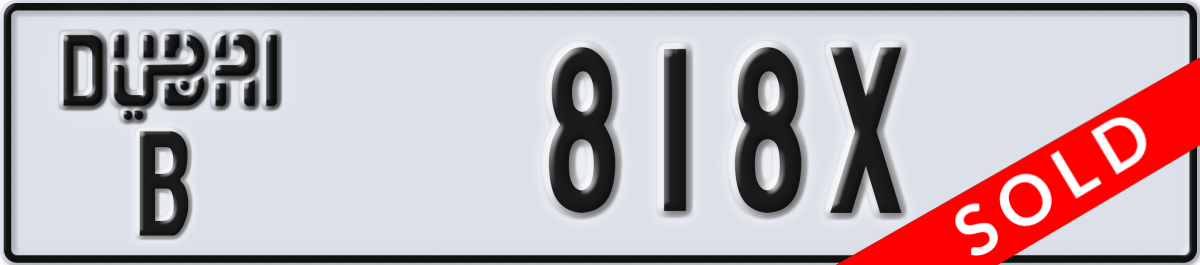 dubai License Plate Number 818X Code B