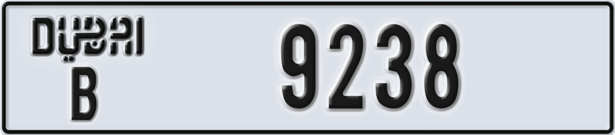 dubai License Plate Number 9238 Code B
