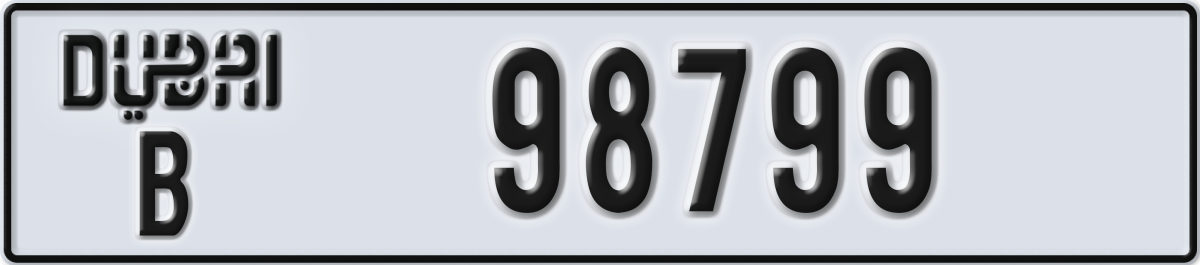 dubai License Plate Number 98799 Code B