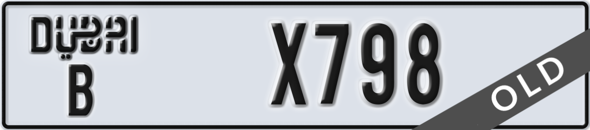 dubai License Plate Number X798 Code B
