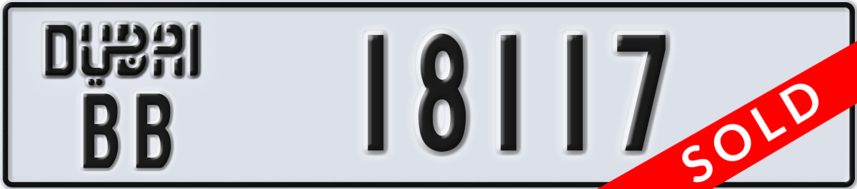 dubai License Plate Number 18117 Code BB