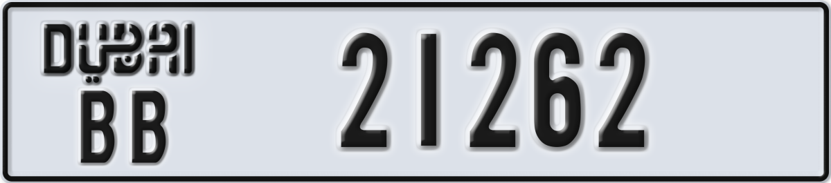 dubai License Plate Number 21262 Code BB