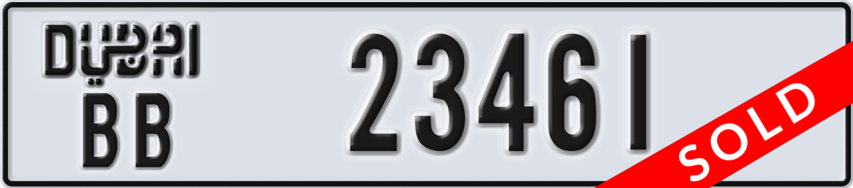 dubai License Plate Number 23461 Code BB