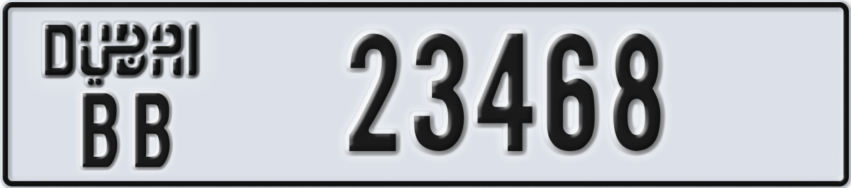 dubai License Plate Number 23468 Code BB
