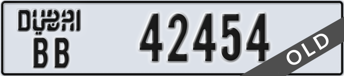dubai License Plate Number 42454 Code BB