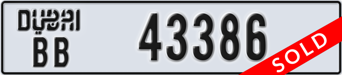 dubai License Plate Number 43386 Code BB