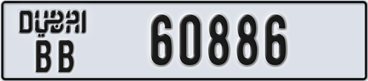 dubai License Plate Number 60886 Code BB