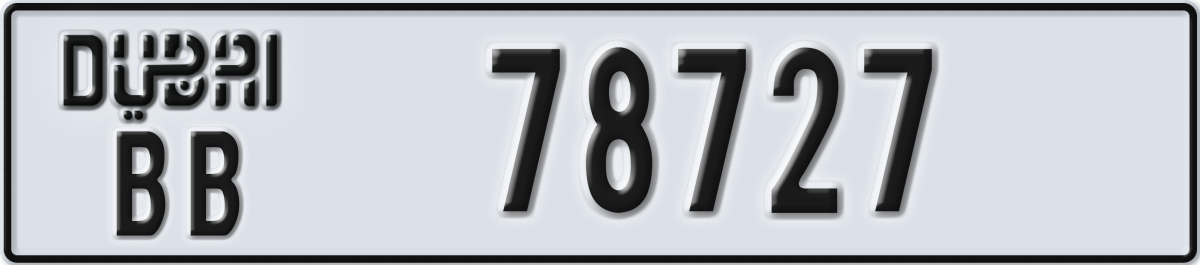 dubai License Plate Number 78727 Code BB