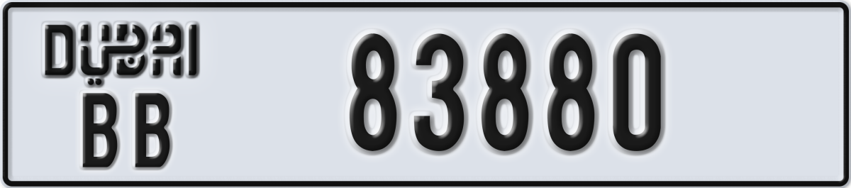 dubai License Plate Number 83880 Code BB