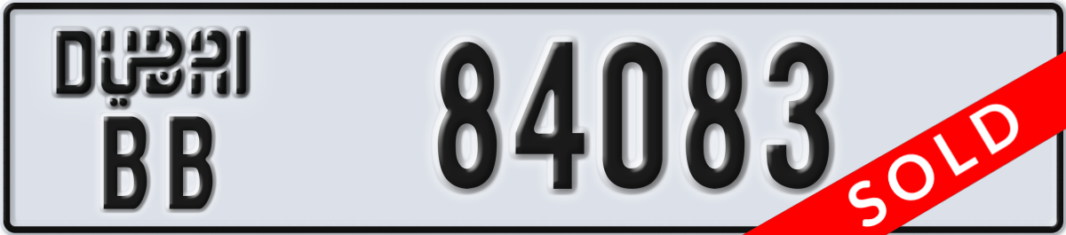 dubai License Plate Number 84083 Code BB