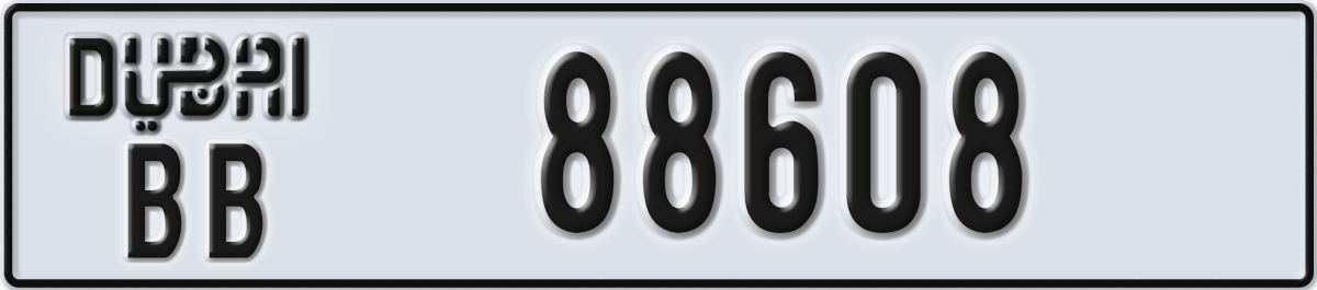 dubai License Plate Number 88608 Code BB