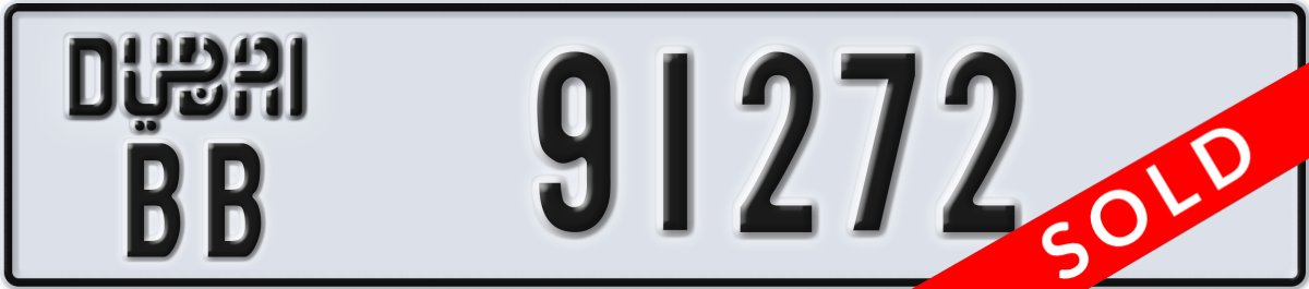 dubai License Plate Number 91272 Code BB