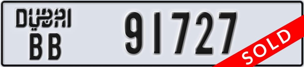 dubai License Plate Number 91727 Code BB