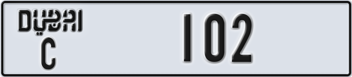 dubai License Plate Number 102 Code C