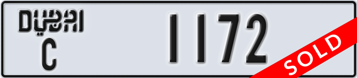 dubai License Plate Number 1172 Code C