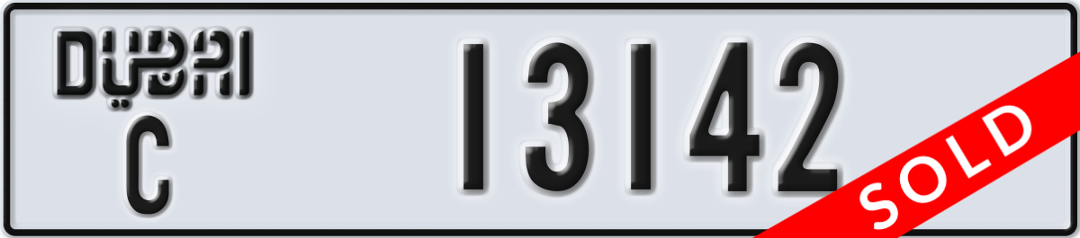 dubai License Plate Number 13142 Code C