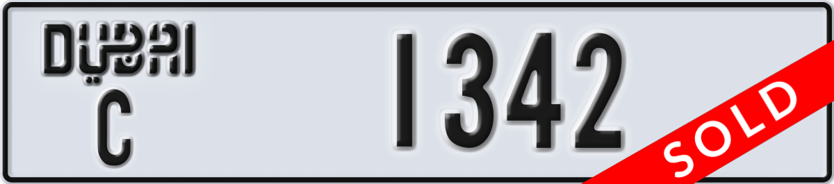dubai License Plate Number 1342 Code C